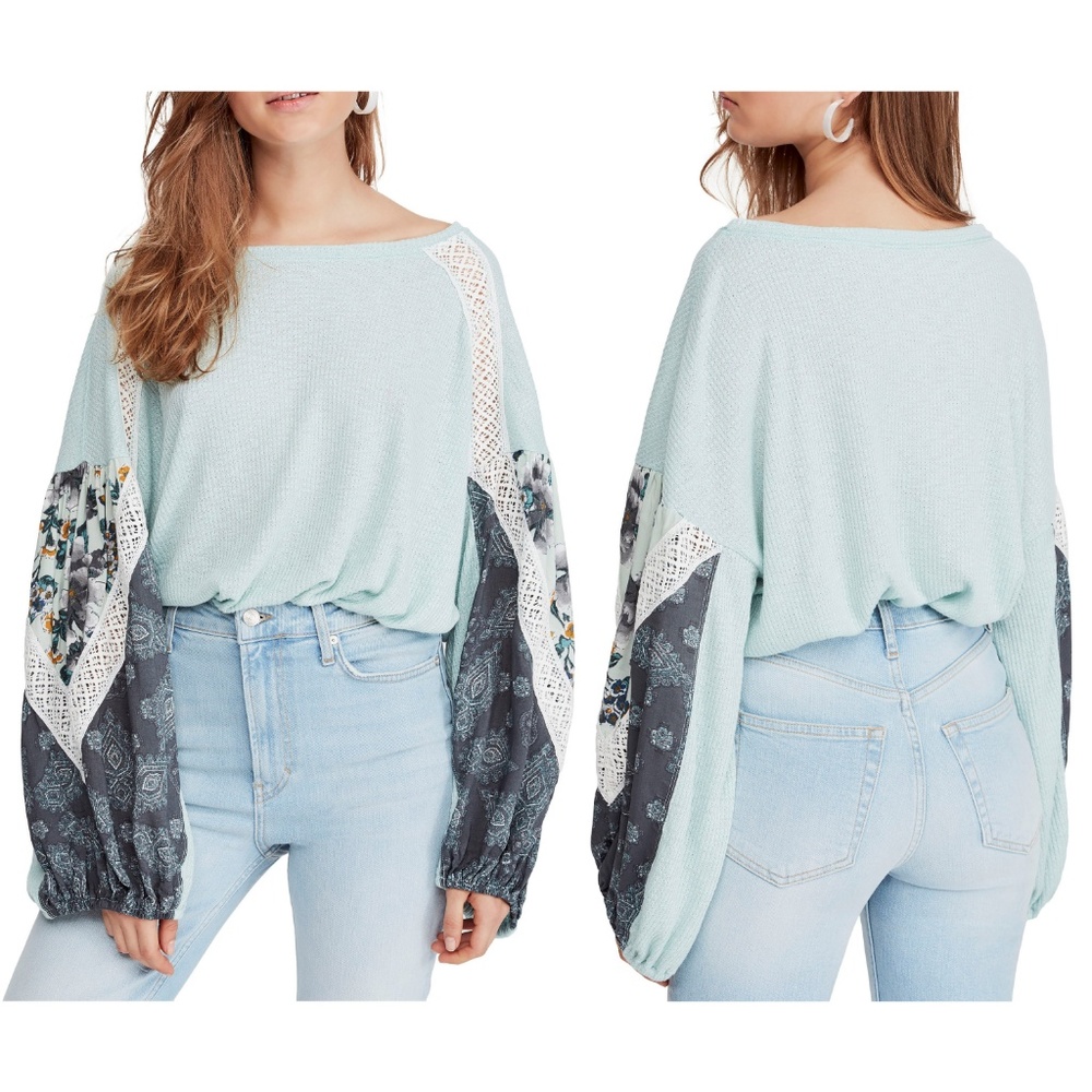 Free People Casual Clash Mixed Media Sweater Top - Picture 5 of 8